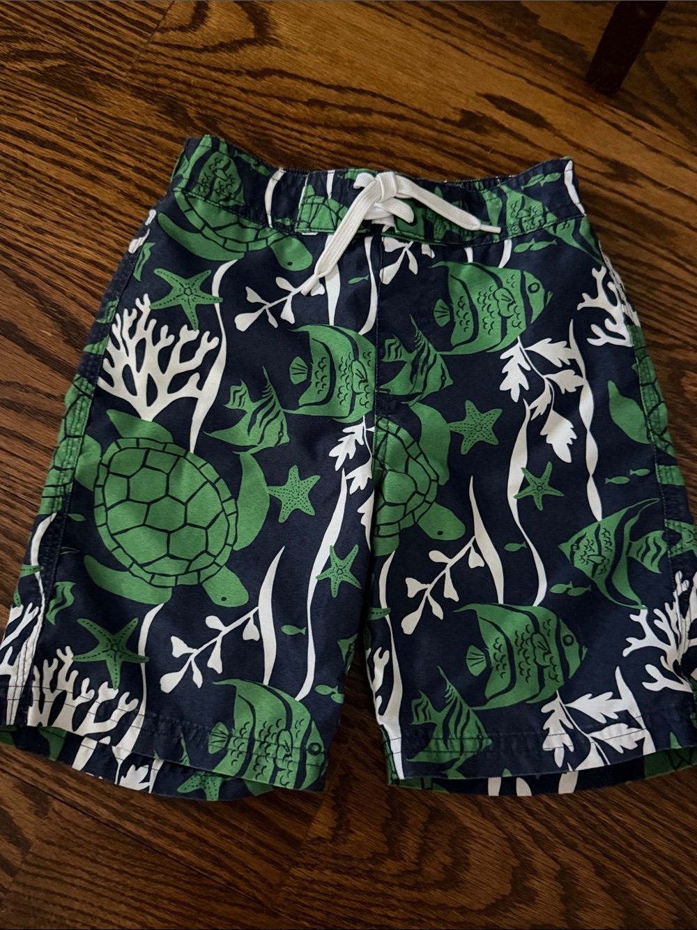 Janie and Jack Navy & Green Ocean Creature Swim Trunks size 3